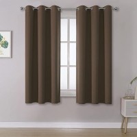 Dualife Coffee Color Brown Blackout Curtain 45 Inch Curtains- Solid Window Drapes 38 Inch Width Thermal Insulated Room Darkening Curtains 2 Panels For Bedroom Grommet Top