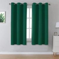 Dualife Dark Green Blackout Curtains For Bedroom 54 Inch Length With Grommet Thermal Insulating Room Darkening Window Curtain Panels For Living Room 52 X 54 Inches 2 Panels