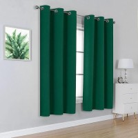 Dualife Dark Green Blackout Curtains For Bedroom 54 Inch Length With Grommet Thermal Insulating Room Darkening Window Curtain Panels For Living Room 52 X 54 Inches 2 Panels