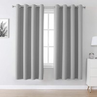 Dualife Ultimate Gray Blackout Curtain Panels/Drapes For Living Room 72 Inch Length Solid Energy Efficient Room Darkening Bedroom Curtains Thermal Insulated Grommet Top 52X72 Inch