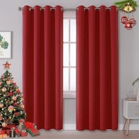 Dualife Red Curtains For Bedroom 84 Inches Long Room Darkening Blackout Drapes Thermal Insulated Curtain Panels With Grommet Top Window Drapes For Living Room 52X84 Inch Length