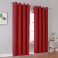 Dualife Red Curtains For Bedroom 84 Inches Long Room Darkening Blackout Drapes Thermal Insulated Curtain Panels With Grommet Top Window Drapes For Living Room 52X84 Inch Length