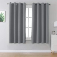 Dualife Grey Blackout Curtains For Bedroom 45 Inches Long 2 Panels Grommet Window Treatment Thermal Insulated Room Darkening Window Panels Drapes For Living Room 52X45 Inch Length