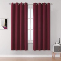 Dualife Blackout Curtains Burgundy Red 63 Inches Long Solid Thermal Insulated Room Darkening Bedroom Curtains Window Curtain Panels With Grommet For Living Room 52X63 Inch Length