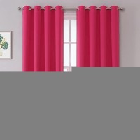 Dualife Pink Curtains 54 Inch Length For Kids Room Thermal Insulated Hot Pink Blackout Curtains For Baby Nursery Small Short Window Drape Grommet 52X54 Inches Long Raspberry Sorbet