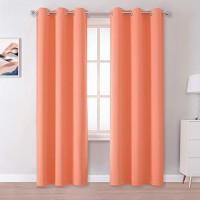 Dualife Burnt Coral Blackout Curtains 42 X 96 Inch 2 Panels Set Solid Grommet Window Curtain Panels Room Darkening Thermal Insulated Curtains For Living Room