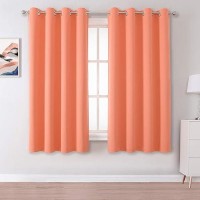 Dualife Coral Curtain Panels For Bedroom 45 Inch Length 2 Panels Set Room Darkening Curtains With Grommet 52 W X 45 L Inch Burnt Coral