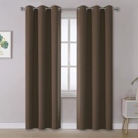 Dualife Brown Curtains 84 Inches Long Coffee Color Blackout Curtains With Grommet Thermal Insulated Room Darkening Solid Widow Curtain Panels/Drapes For Bedroom 42X84 Inch 2 Panels