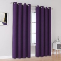 Dualife Purple Blackout Curtain Panels 96 Inches Long 2 Panels Thermal Insulated Room Darkening Curtains For Bedroom Living Room Window Treatment Blackout Drapery For Windows 52W X96L