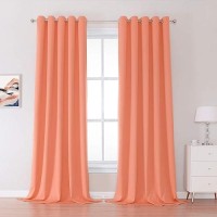 Dualife 120 Inch Extra Long Coral Blackout Curtains Solid Grommet Thermal Insulated Room Darkening Winow Treatment Large Window Drapes 60 By 120 Inch Long 2 Panels Burnt Coral