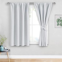 Jiuzhen Curtains For Bedroom Thermal Insulated Room Darkening Drapes Rod Pocket Curtains With Tiebacks Window Panels For Kit