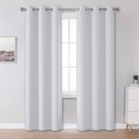 Dualife Greyish White Curtains For Bedroom Grommet Top Thermal Insulated Room Darkening Window Drapes For Living Room 84 Inch Length Set Of 2 Panels 42 X 84 Inch