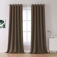 Dualife 120 Inches Long Coffee Colour Curtains - Brown Thermal Insulated Curtain Panels With Grommet Room Darkening Drapes For Bedroom 60 By 120 Inch  2 Panels