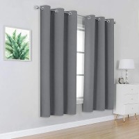 Dualife Medium Grey Blackout Curtains Thermal Insulated Room Darkening Blackout Curtains For Bedroom/Living Room 38 By 45 Inch Long 2 Panels Dove Grey  Grommet Top