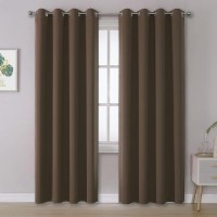 Dualife Brown Curtains 96 Inches Long Coffee Color Blackout Curtains With Grommet 2 Panels Set Thermal Insulated Room Darkening Solid Widow Curtain Panels/Drapes For Bedroom 52X96 Inch