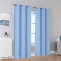 Dualife Light Sky Blue Curtains For Living Room And Bedroom 96 Inch Length Solid Room Darkening Curtains Thermal Insulated Grommet Top 42 By 96 Inch