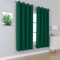 Dualife Emerald Green Blackout Curtains With Grommet 45 Inch Length Room Darkening Short Window Curtain Panels For Living Room 52 By 45 Inch 2 Panels Hunter Green