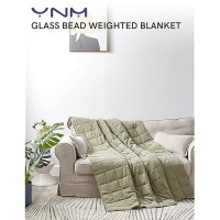 Ynm Weighted Blanket Cottonpolyester Blend Fabric With Premium Glass Beads Avocadowhite Reversible 60X80 20Lbs Suit