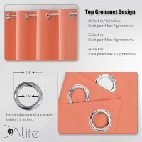 Dualife Light Peach Coral Colored Curtains 63 Inches Long 2 Panels Set Thermal Insulated Grommet Room Darkening Curtain Panels For Girls Bedroom 42 W X 63 L Inch Orange Coral