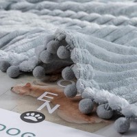 Dissa Fleece Blanket Twin Size - 60X80  Grey - Soft  Plush  Fluffy  Fuzzy  Warm  Cozy - Perfect Throw For Couch  Bed  Sofa - With Pompom Fringe - Flannel Blanket