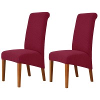 Deisy Dee Stretch Xloversized Soft Spandex Extra Large Dining Room Chair Covers For Kitchen Diningremovable Washable Chair Protectors Slipcovers (Burgandy, 2)