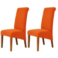 Deisy Dee Stretch Xloversized Soft Spandex Extra Large Dining Room Chair Covers For Kitchen Diningremovable Washable Chair Protectors Slipcovers (Orange, 2)