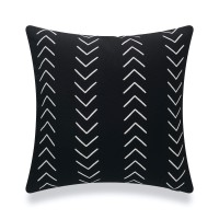 Hofdeco Mudcloth Inspired Patio Indoor Outdoor Pillow Cover Only For Backyard, Couch, Sofa, Black Arrowhead, 18