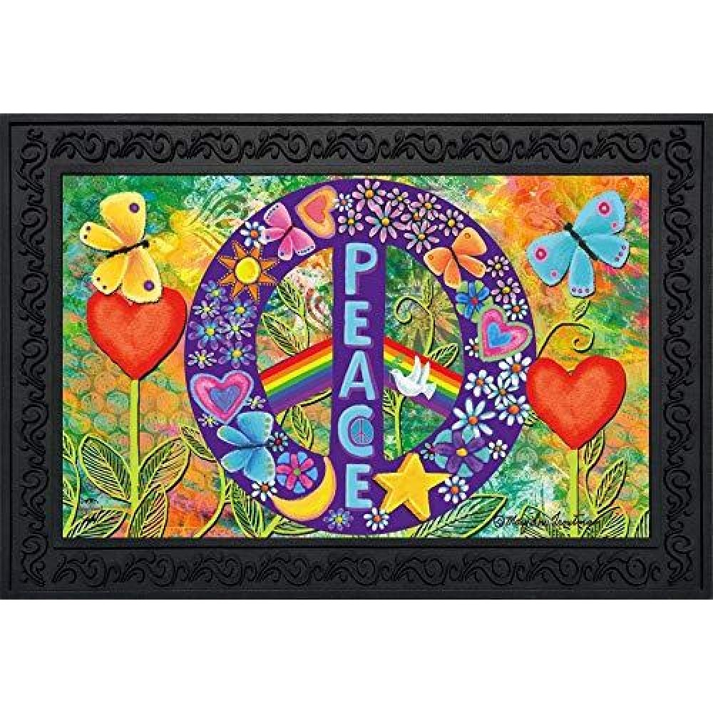 Briarwood Lane Peace Floral Doormat Everyday Indoor Outdoor 30 X 18