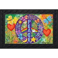 Briarwood Lane Peace Floral Doormat Everyday Indoor Outdoor 30 X 18