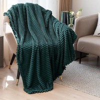 Dissa Fleece Blanket Queen Size - 71X80  Green - Soft  Plush  Fluffy  Fuzzy  Warm  Cozy - Perfect Throw For Couch  Bed  Sofa - With Pompom Fringe - Flannel Blanket