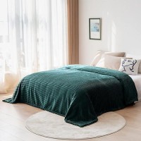 Dissa Fleece Blanket Queen Size - 71X80  Green - Soft  Plush  Fluffy  Fuzzy  Warm  Cozy - Perfect Throw For Couch  Bed  Sofa - With Pompom Fringe - Flannel Blanket