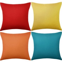 4 Pack Decorative Outdoor Waterproof Throw Pillow Covers Square Patio Balcony Garden Waterproof Cushion Case Pu Coating Pillow