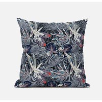 Plant Illusion Suede Blown And Closed Pillow By Amrita Sen In Dark Blue