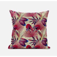 Plant Illusion Suede Blown And Closed Pillow By Amrita Sen In Aqua Red