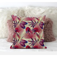 Plant Illusion Suede Blown And Closed Pillow By Amrita Sen In Aqua Red