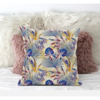 Plant Illusion Suede Blown And Closed Pillow By Amrita Sen In Grey Yellow