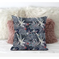 Plant Illusion Suede Blown And Closed Pillow By Amrita Sen In Dark Blue