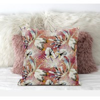 Plant Illusion Suede Blown And Closed Pillow By Amrita Sen In Gold Blue Pink