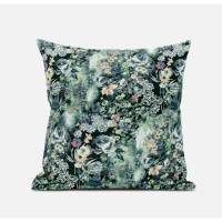 Sea Garden Rose Suede Blown And Closed Pillow By Amrita Sen In Red Light Green