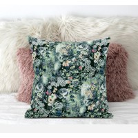 Sea Garden Rose Suede Blown And Closed Pillow By Amrita Sen In Red Light Green