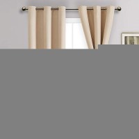 Jiuzhen Beige Blackout Curtains With Tiebacks Thermal Insulated Light Blocking And Noise Reducing Grommet Curtain Drapes For