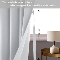 Jiuzhen Greyish White Blackout Curtains With Tiebacks Thermal Insulated Light Blocking And Noise Reducing Grommet Drapes For