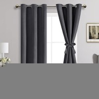 Jiuzhen Blackout Curtains With Tiebacks Thermal Insulated Light Blocking And Noise Reducing Grommet Curtain Drapes For Bedroo