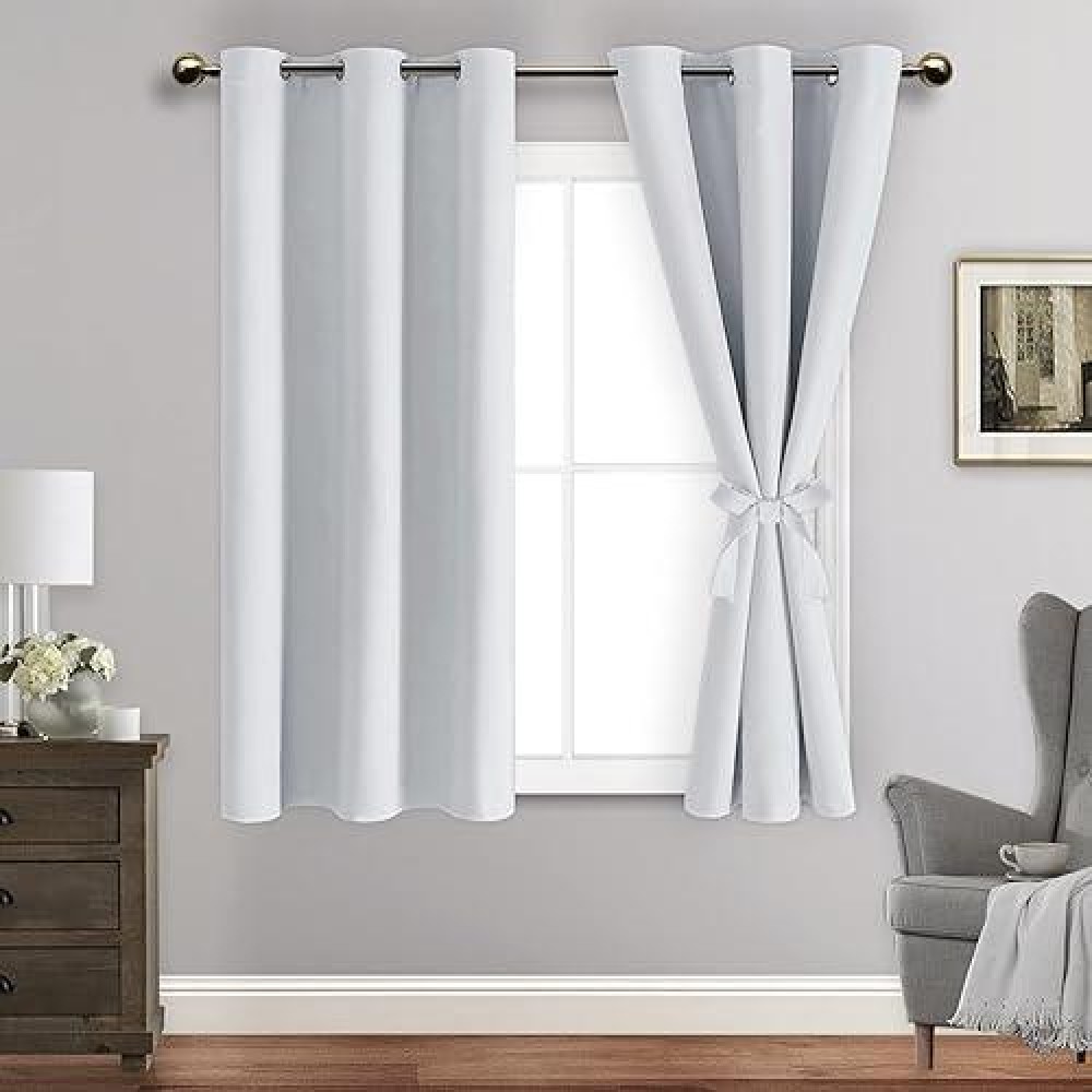 Jiuzhen Blackout Curtains With Tiebacks Thermal Insulated Light Blocking And Noise Reducing Grommet Curtain Drapes For Bedroo