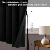 Jiuzhen Black Blackout Curtains With Tiebacks Thermal Insulated Light Blocking And Noise Reducing Grommet Curtain Drapes For