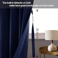 Jiuzhen Blackout Curtains With Tiebacks Thermal Insulated Light Blocking And Noise Reducing Grommet Curtain Drapes For Bedroo