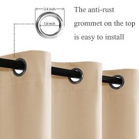 Jiuzhen Beige Blackout Curtains With Tiebacks Thermal Insulated Light Blocking And Noise Reducing Grommet Curtain Drapes For