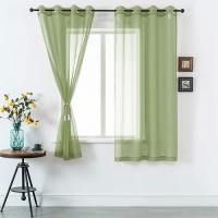 Dualife Sage Curtains 72 Inch Length For Bedroom Set Of 2 Panels Grommet Sheer Transparent Mint Green Sheer Curtains For Girls R