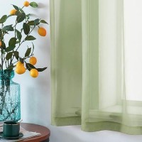 Dualife Sage Curtains 72 Inch Length For Bedroom Set Of 2 Panels Grommet Sheer Transparent Mint Green Sheer Curtains For Girls R