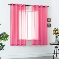 Dualife No Man S Land Rose Pink Sheer Curtains For Bedroom Decor Set Of 2 Sheer Panel Solid Color Curtains For Girls Room Decora